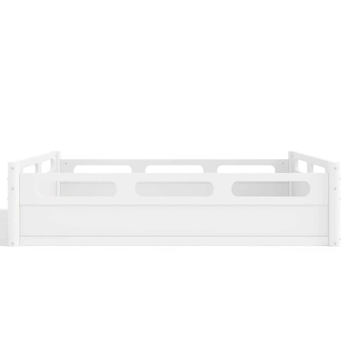 Full Size Floor Platform Bed with Full-length Guardrails by HouseOfZazla