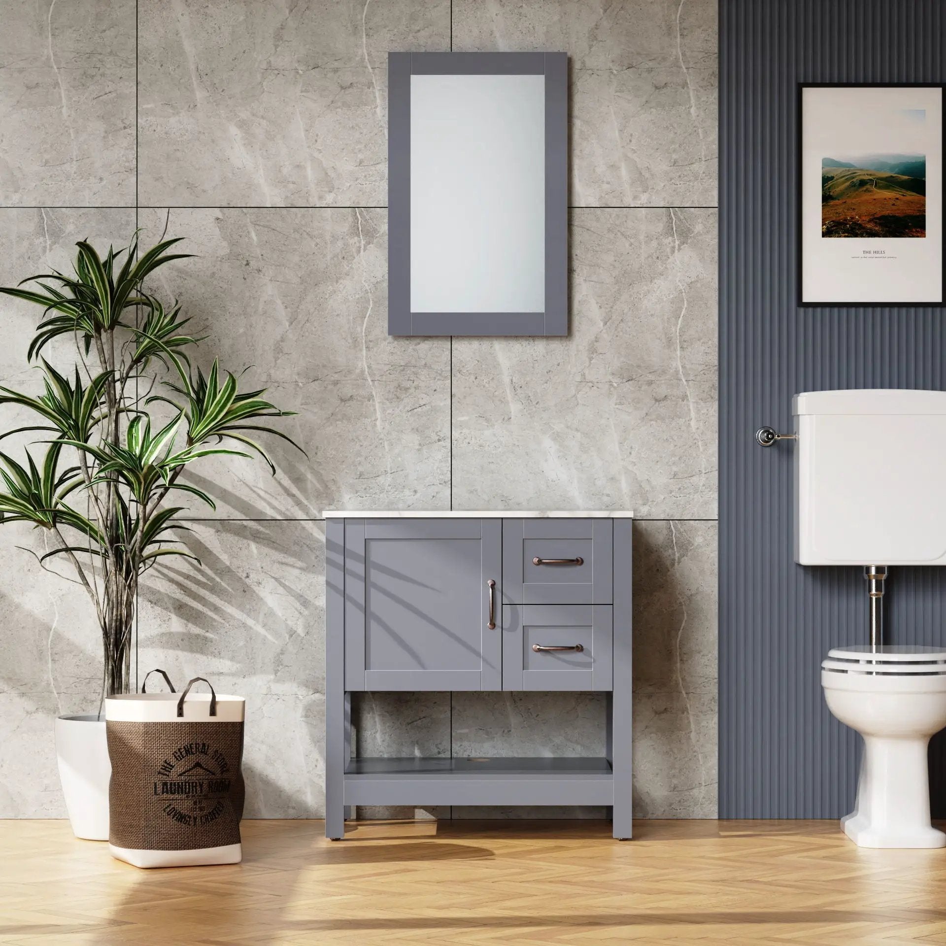 Bathroom Vanity With Mirror And Top Only - Gray by Unique Piece Furniture