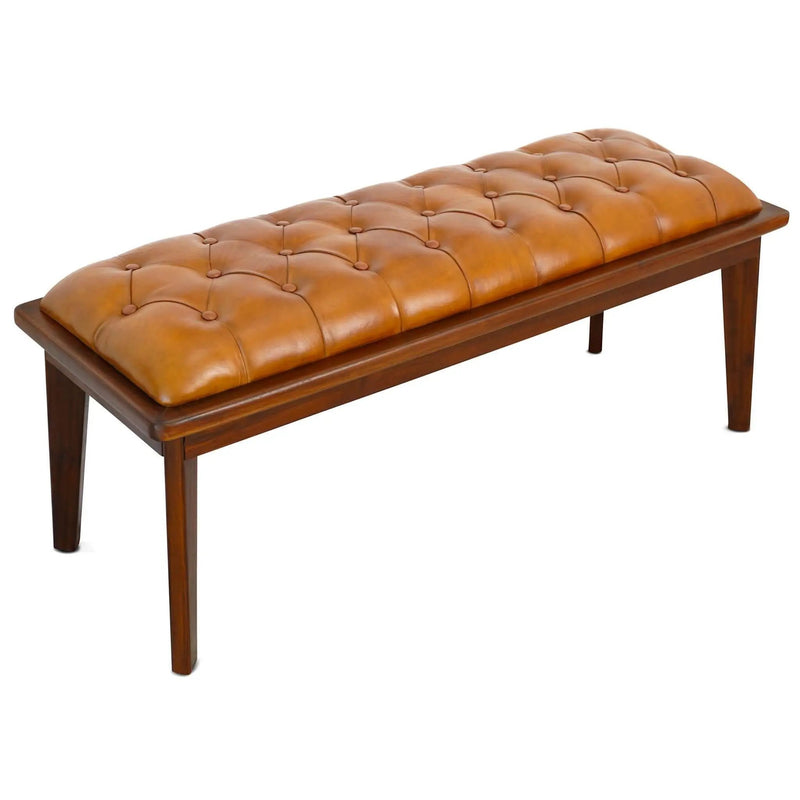 Arden - Bench With Buttons - Brown / Rustic / Tan by Unique Piece Furniture