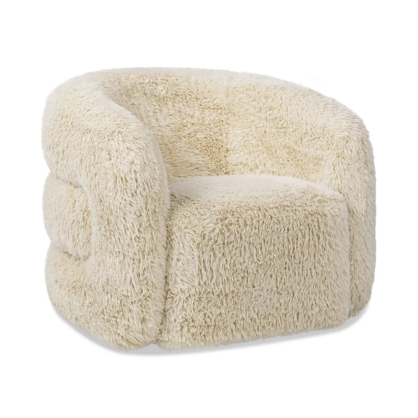 Colt - Fur Swivel Upholstered Barrel Accent Arm Chair - Cream Beige by Unique Piece Furniture