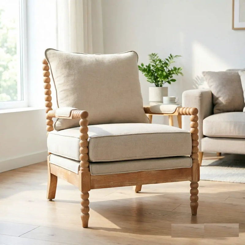 Rubber Wood Accent Chair with High-Density Sponge Cushion by HouseOfZazla