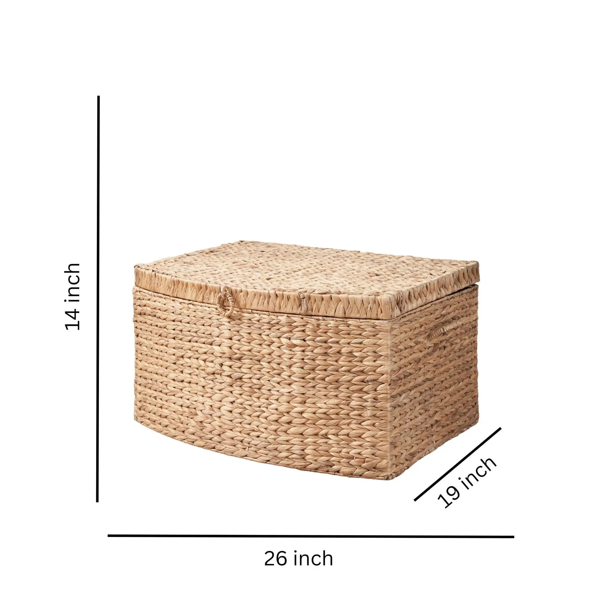 Rectangular Curve Water Hyacinth Woven Wicker Trunk With Handles For Clothes Toys Magazines And Book Storage - Natural / Light Brown by Unique Piece Furniture