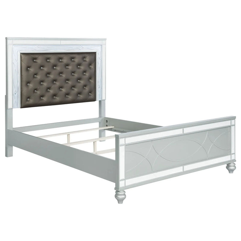 Gunnison Wood California King LED Panel Bed Silver Metallic by Unique Piece Furniture