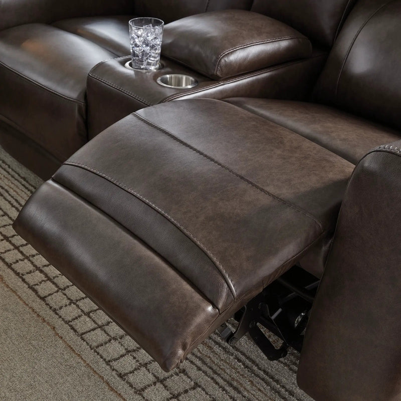 Crossplex - Power Reclining Loveseat / Console / Adjustable Headrest - Smoke by Unique Piece Furniture