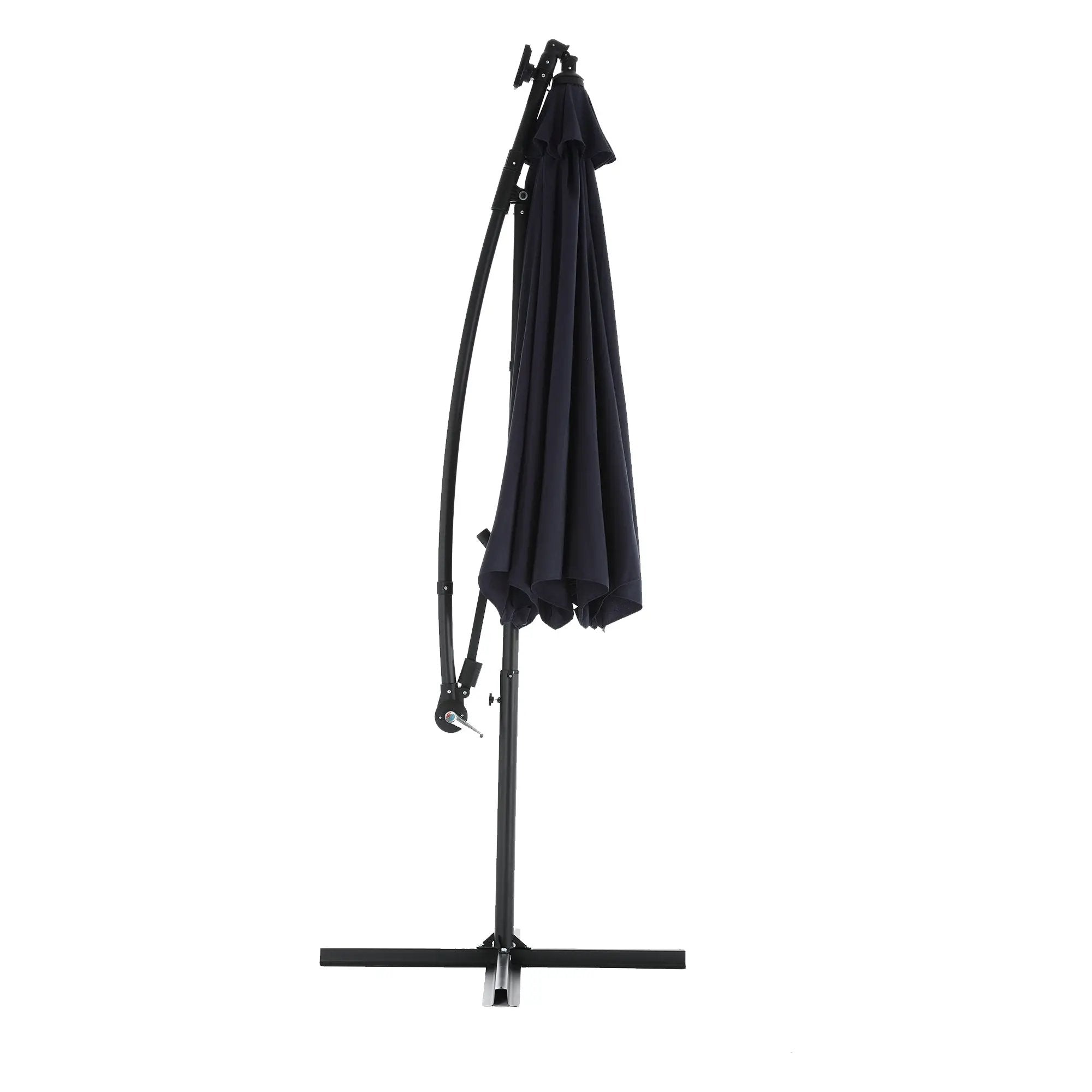 10ft Solar LED Offset Hanging Market Patio Umbrella - Navy Blue (No Base) by HouseOfZazla