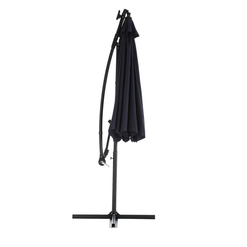 10ft Solar LED Offset Hanging Market Patio Umbrella - Navy Blue (No Base) by HouseOfZazla