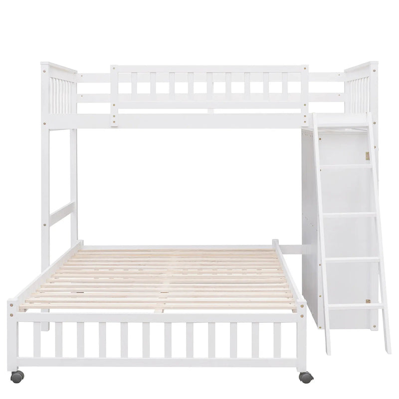 Bunk Bed With 6 Drawers And Flexible Shelves, Bottom Bed With Wheels by Unique Piece Furniture