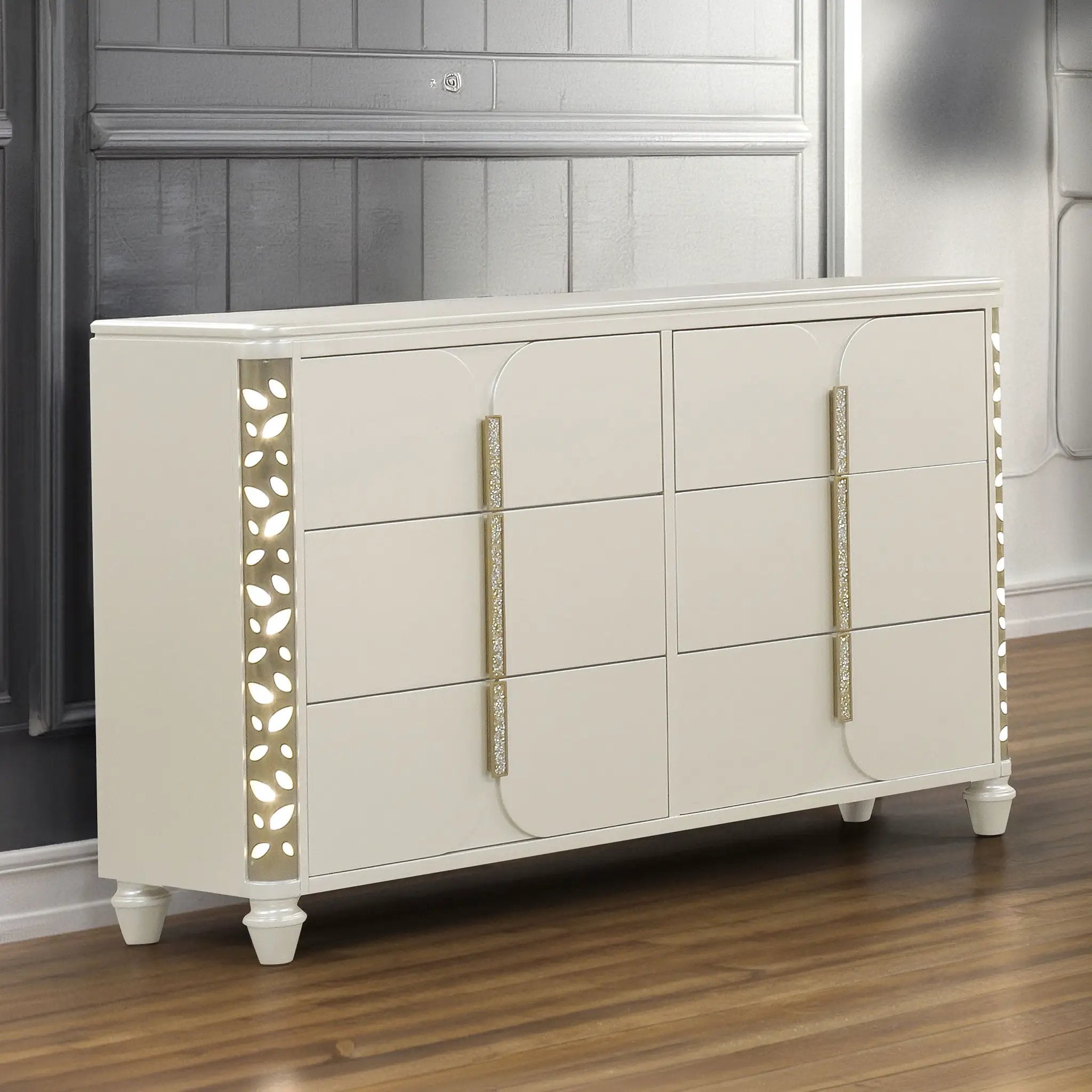 Cinderella - Dresser With LED Accents And 6 Storage Drawers (Mirror Not Included) - Beige by HouseOfZazla