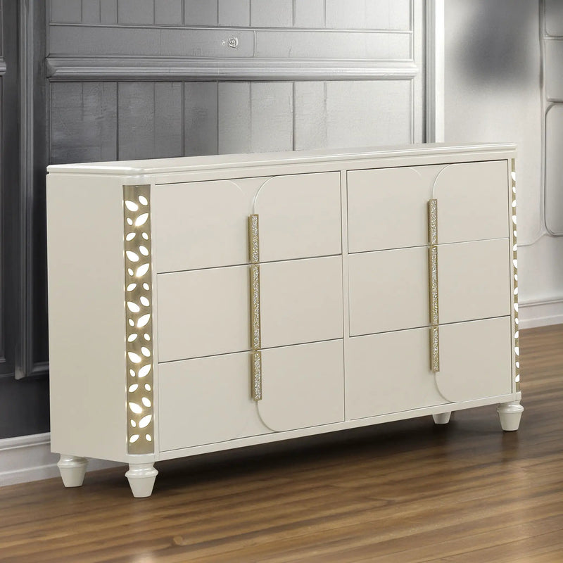Cinderella - Dresser With LED Accents And 6 Storage Drawers (Mirror Not Included) - Beige by HouseOfZazla
