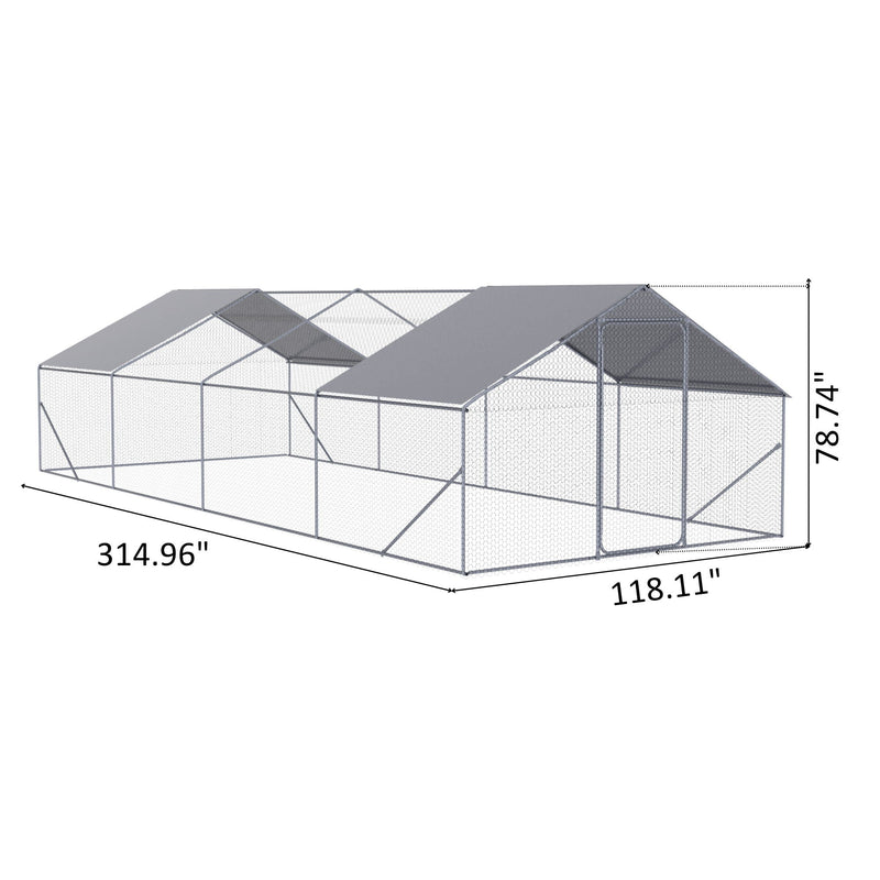 Outdoor Chicken Coop Large Space With Safety Features - Silver Gray by HouseOfZazla
