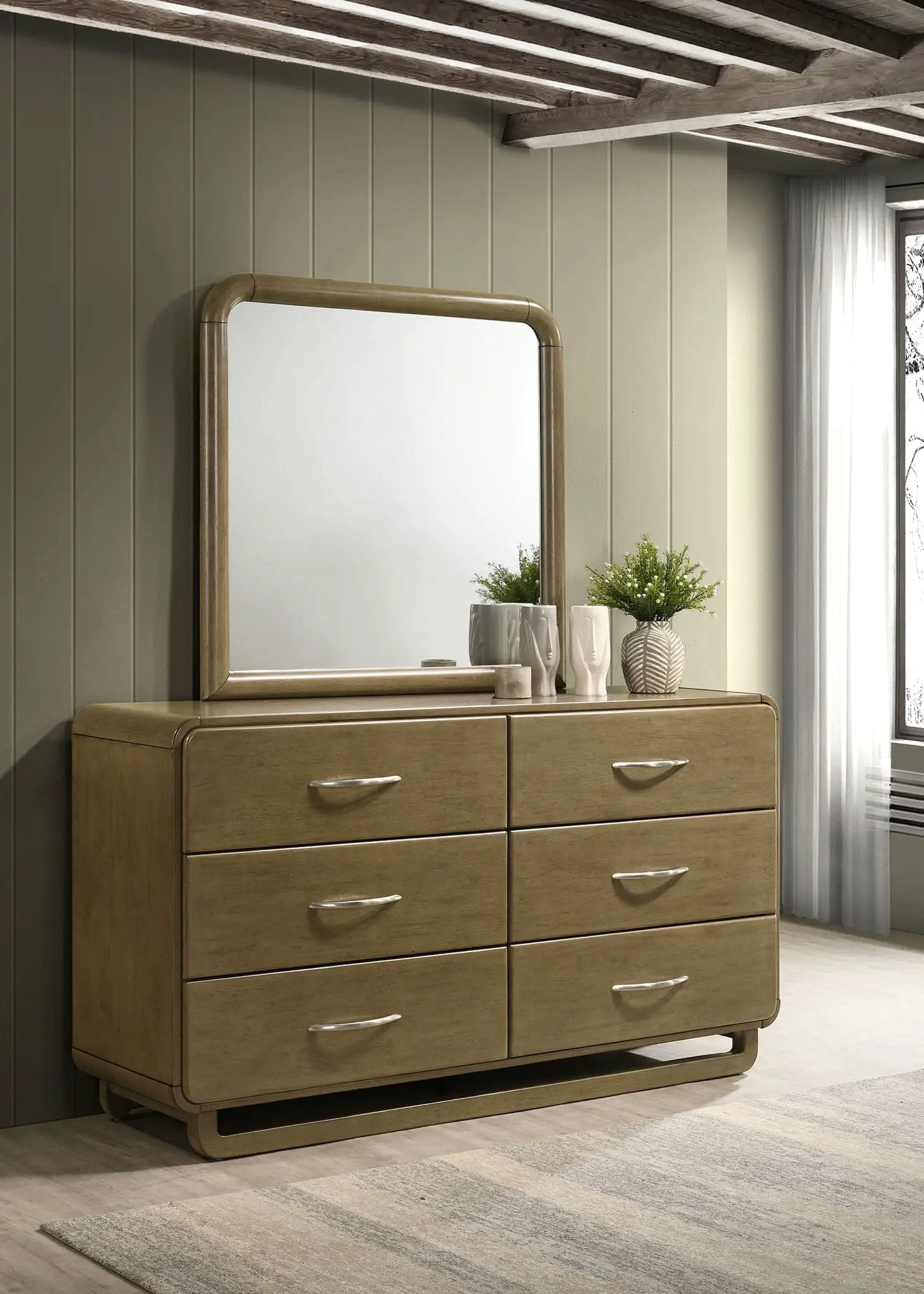 Amsbury 6-drawer Dresser and Mirror Nutmeg by Unique Piece Furniture