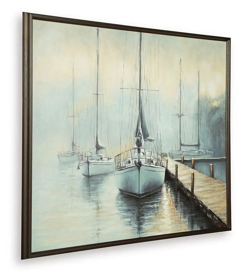 Worthney - Wall Art - Blue / White / Brown by Unique Piece Furniture