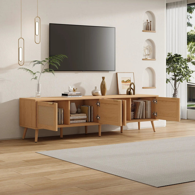 TV Stand With Storage & Cable Holes - Natural Wood by Unique Piece Furniture