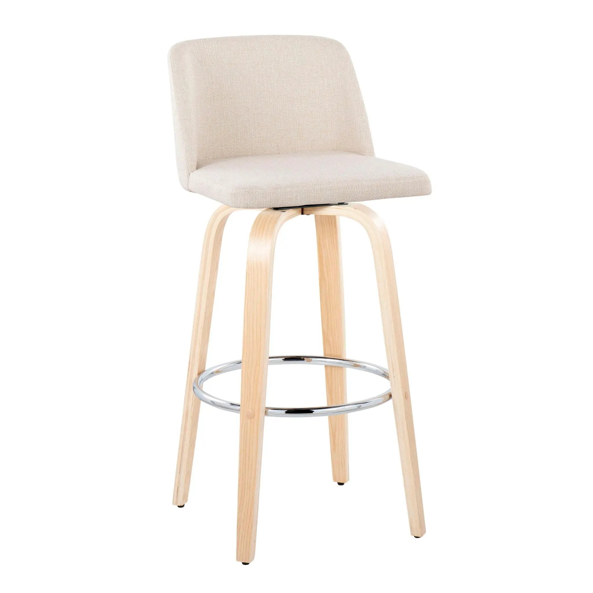 Toriano - Contemporary Fixed Height Barstool & Swivel With Round Footrest (Set of 2) by HouseOfZazla