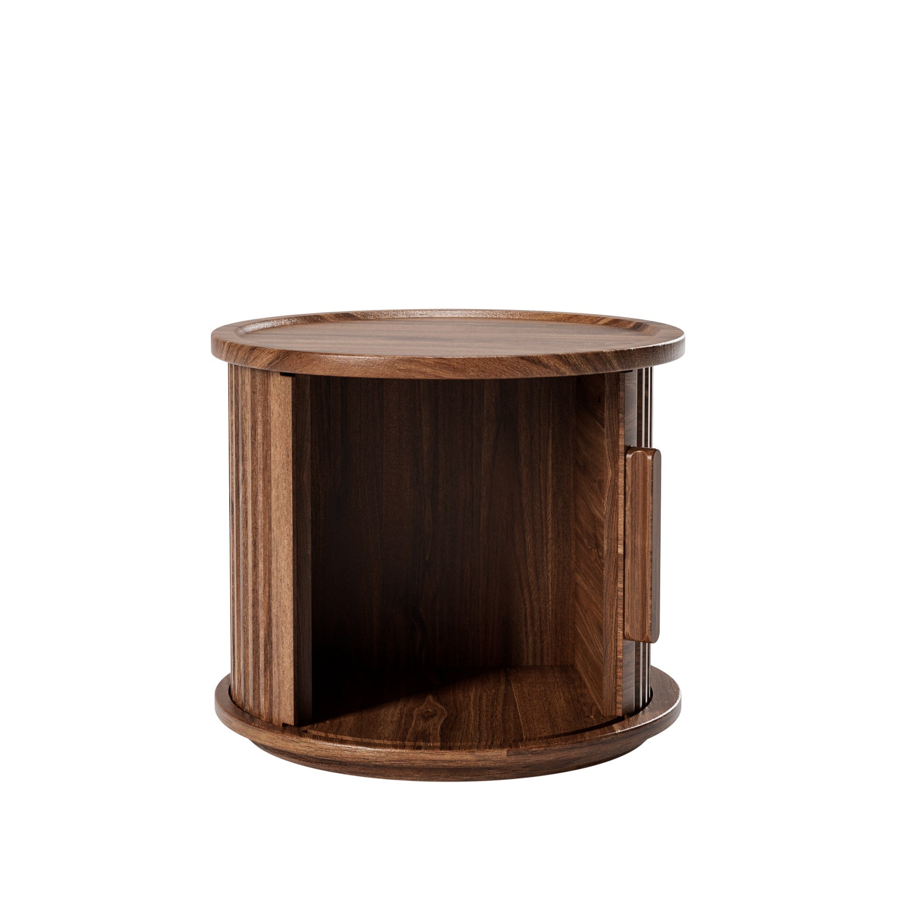 2Piece Round Coffee Table Set, Modern Nesting Side Tables with Sliding Door Storage by HouseOfZazla