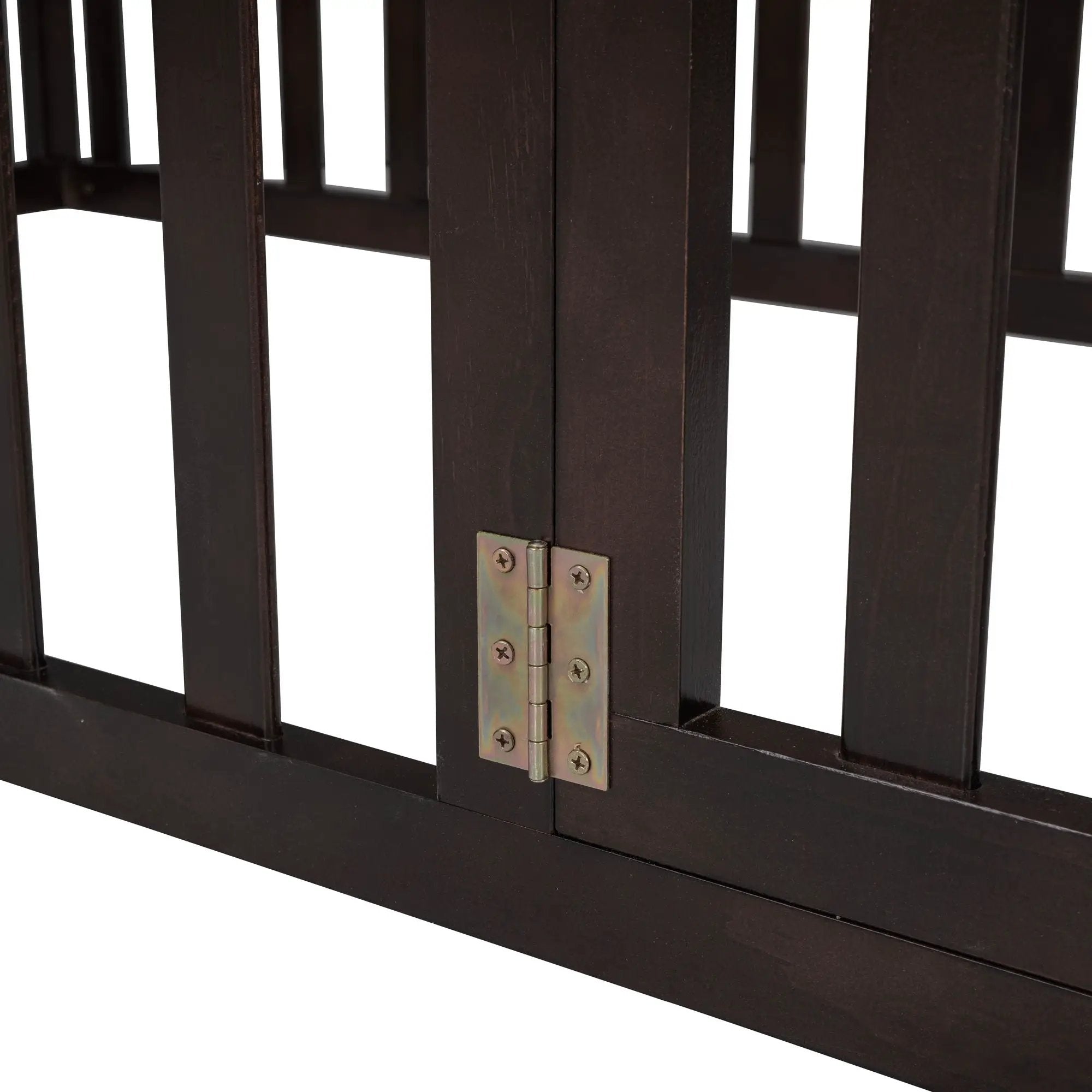 Twin Size Floor Bed Frame With Fence And Door - Walnut by HouseOfZazla
