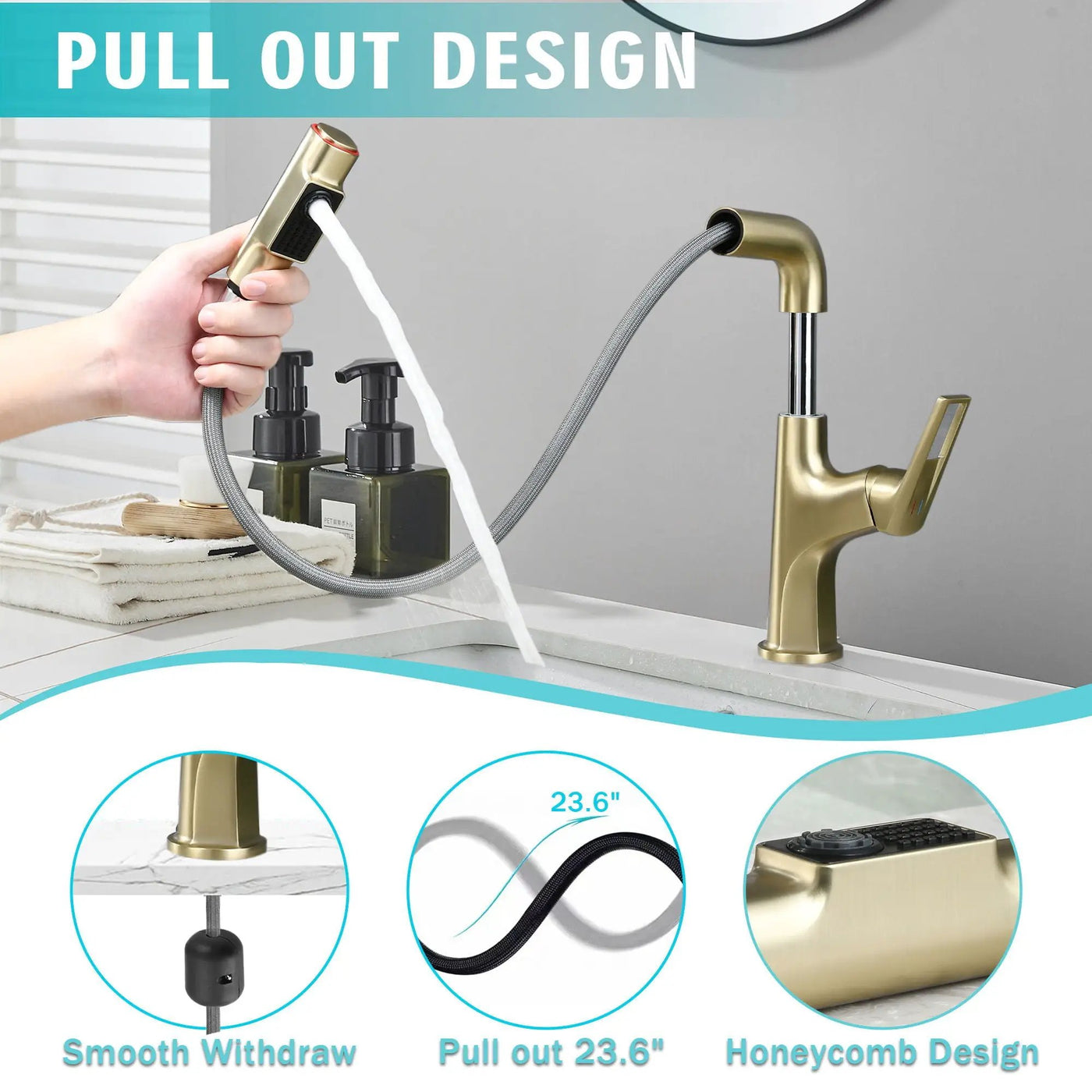 Pull Down Vessel Faucet With Lift Spout & Dual Spray Modes by HouseOfZazla