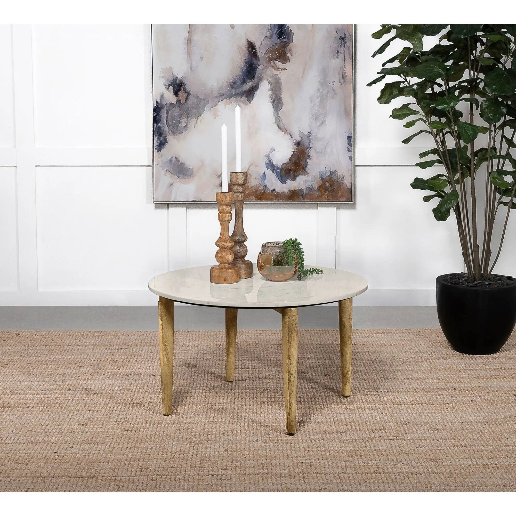 Leska - Round Coffee Table - White by HouseOfZazla