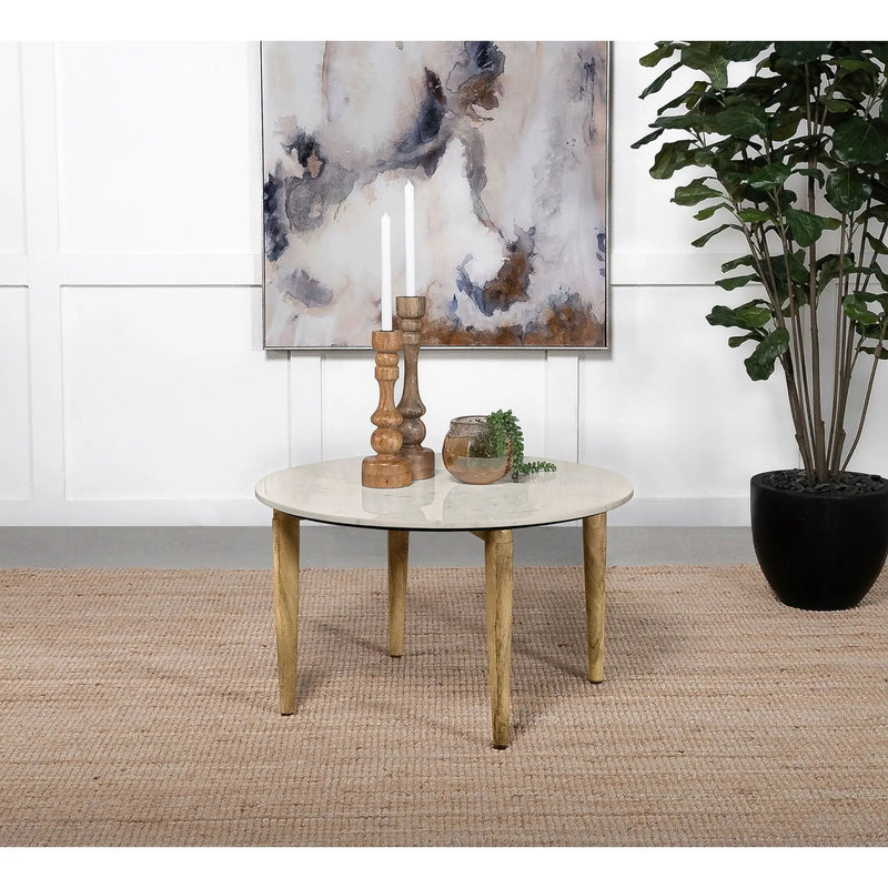 Leska - Round Coffee Table - White by HouseOfZazla