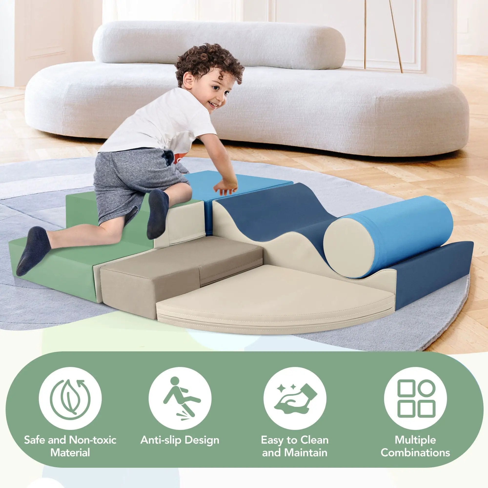 Soft Climb And Crawl Foam Playset 6 In 1, Soft Play Equipment Climb And Crawl Playground For Kids, Kids Crawling And Climbing Indoor Active Play Structure - Colorful by HouseOfZazla