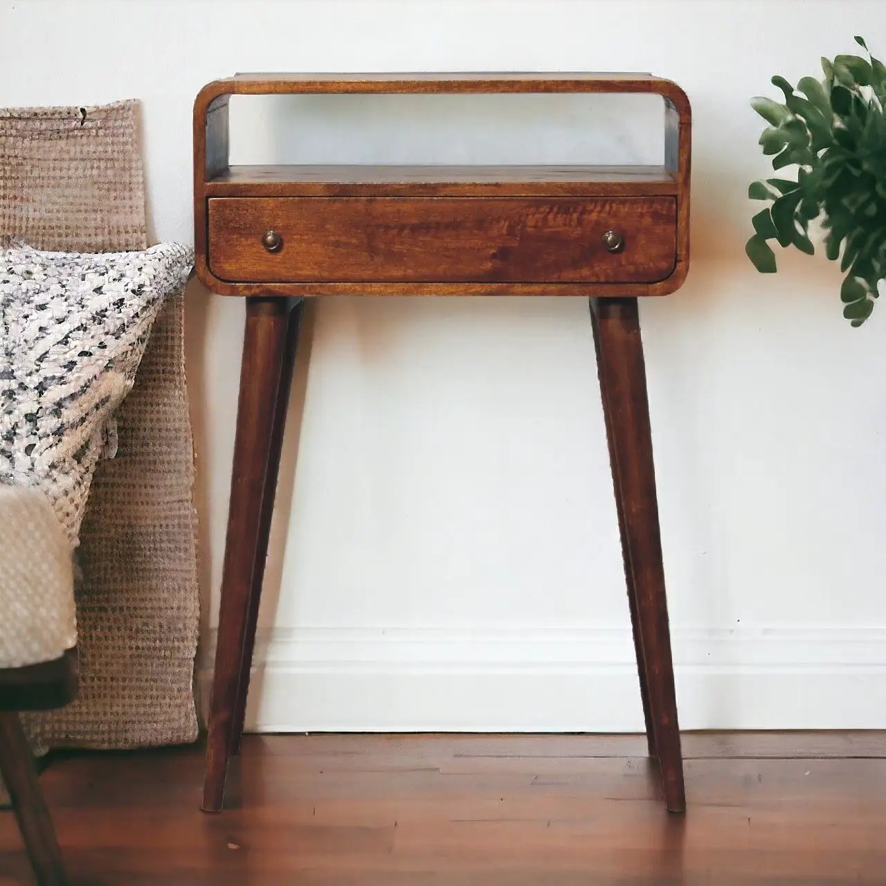 Curved Chestnut Console Table by Unique Piece Furniture