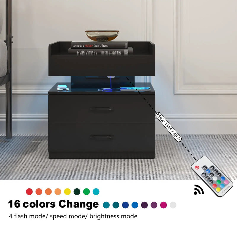 1 Set Nightstand with Adjustable LED Strip Light by HouseOfZazla