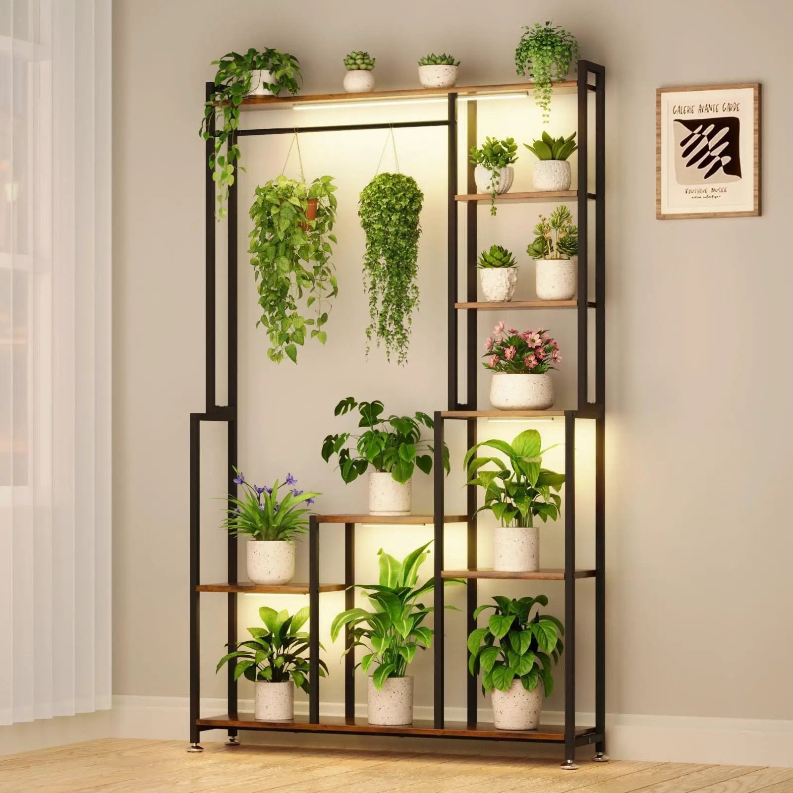 Large Indoor Plant Stand with Grow Light by HouseOfZazla