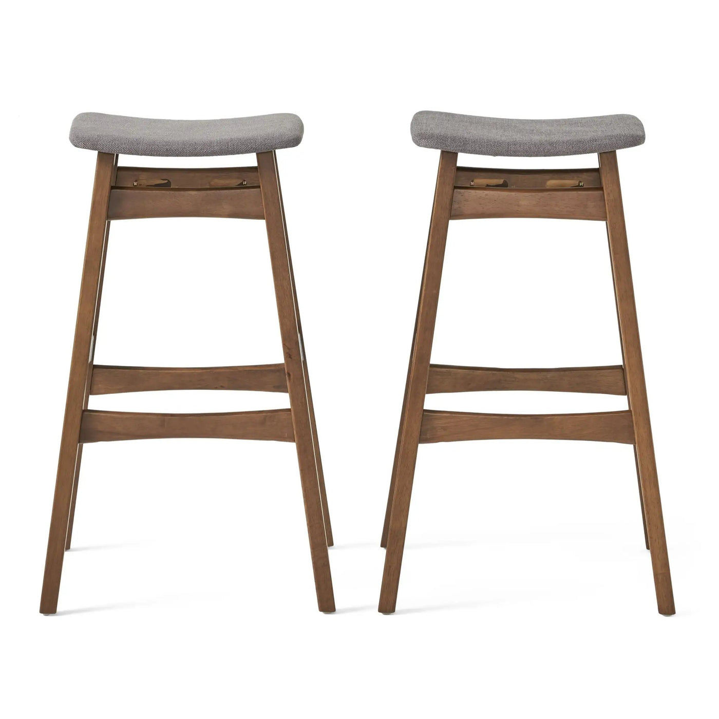Mid Century Modern Bar Stool Set With Upholstered Seating by HouseOfZazla
