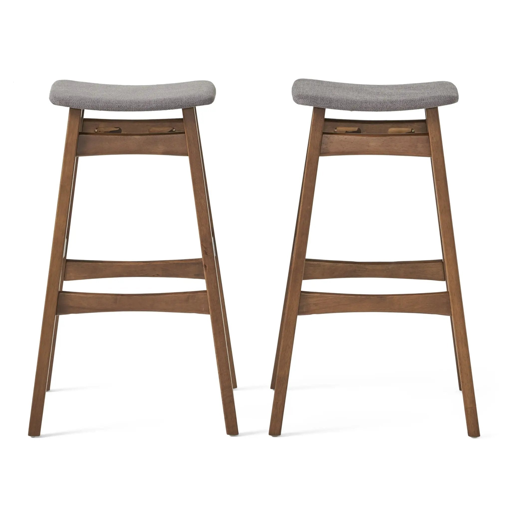 Mid Century Modern Bar Stool Set With Upholstered Seating by HouseOfZazla