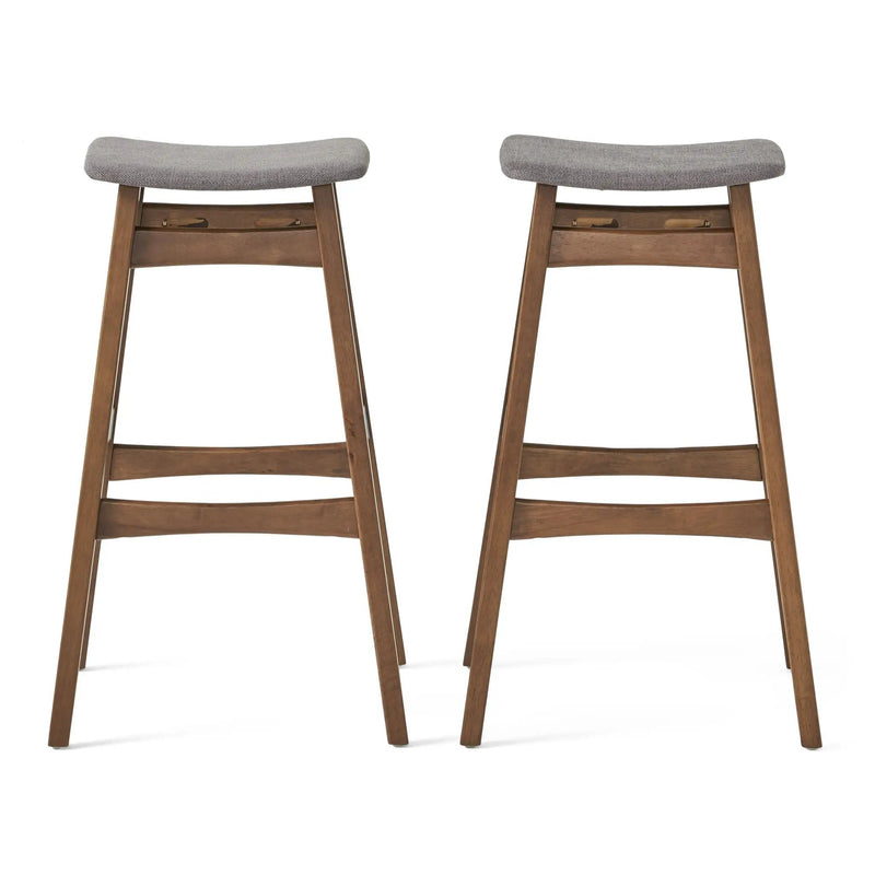 Mid Century Modern Bar Stool Set With Upholstered Seating by HouseOfZazla