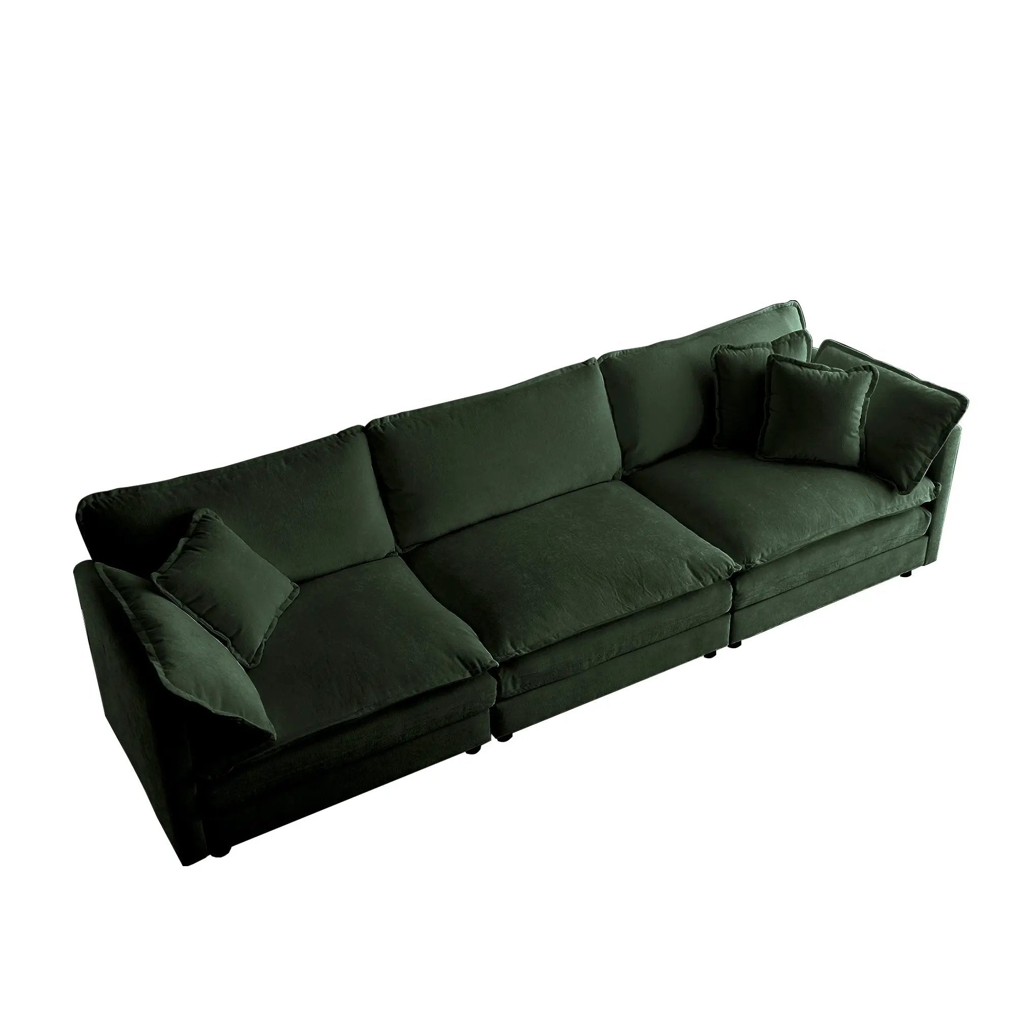 Mid-Century Modern 3-Seater Sofa with Green Chenille Upholstery by HouseOfZazla