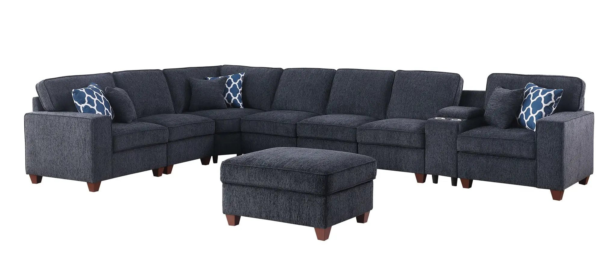 Lily - Sectional Sofa With Ottoman - Black by Unique Piece Furniture