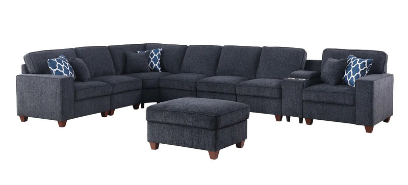 Lily - Sectional Sofa With Ottoman - Black by Unique Piece Furniture