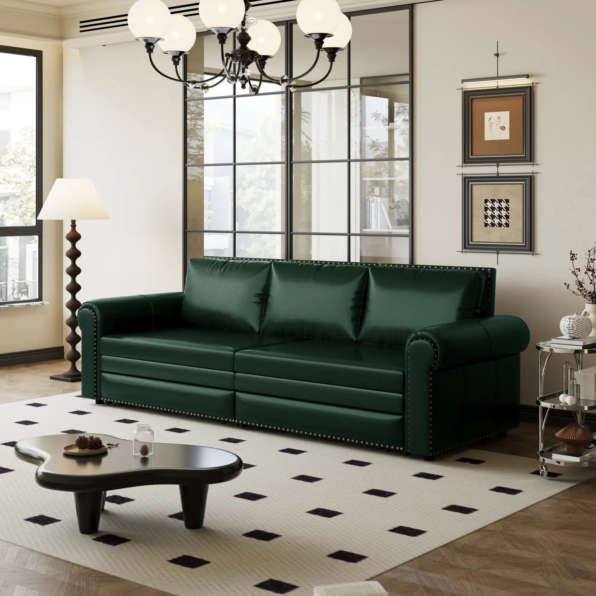 3 In 1 Convertible Sleeper Sofa With Nailhead Trim & Rolled Arm by HouseOfZazla