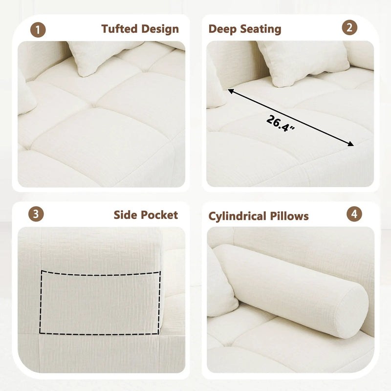 Sectional Free Combined Sofa With 2 Side Pockets by Unique Piece Furniture