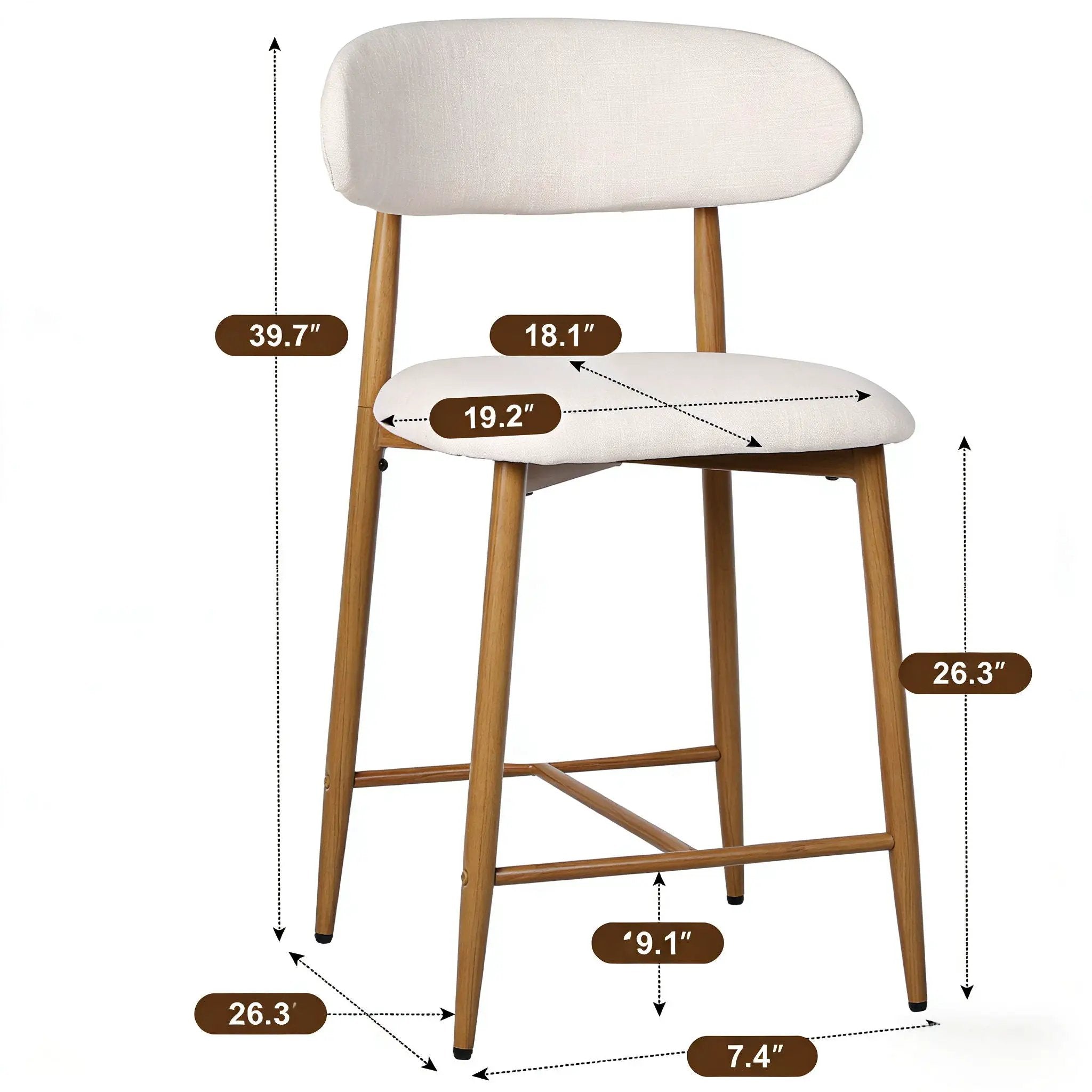 Upholstered Counter Height Bar Stools For Kitchen Island (Set of 2) - Beige by Unique Piece Furniture