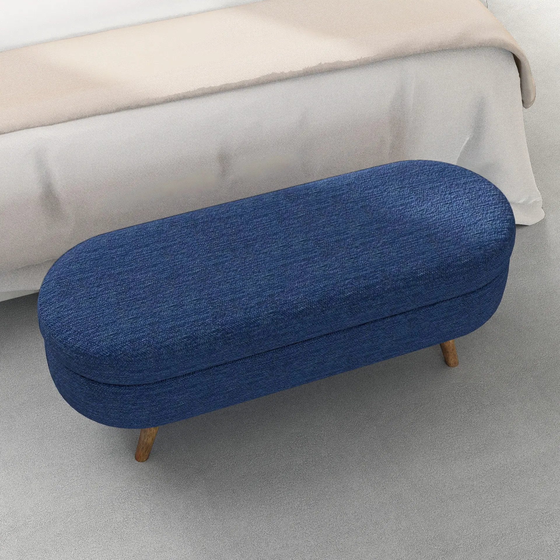 Ottoman Oval Storage Bench With Rubber Wood Legs by Unique Piece Furniture