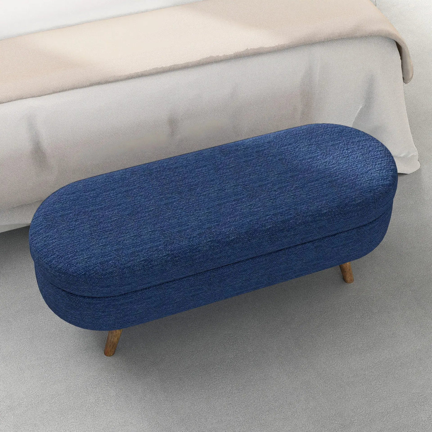 Ottoman Oval Storage Bench With Rubber Wood Legs by HouseOfZazla
