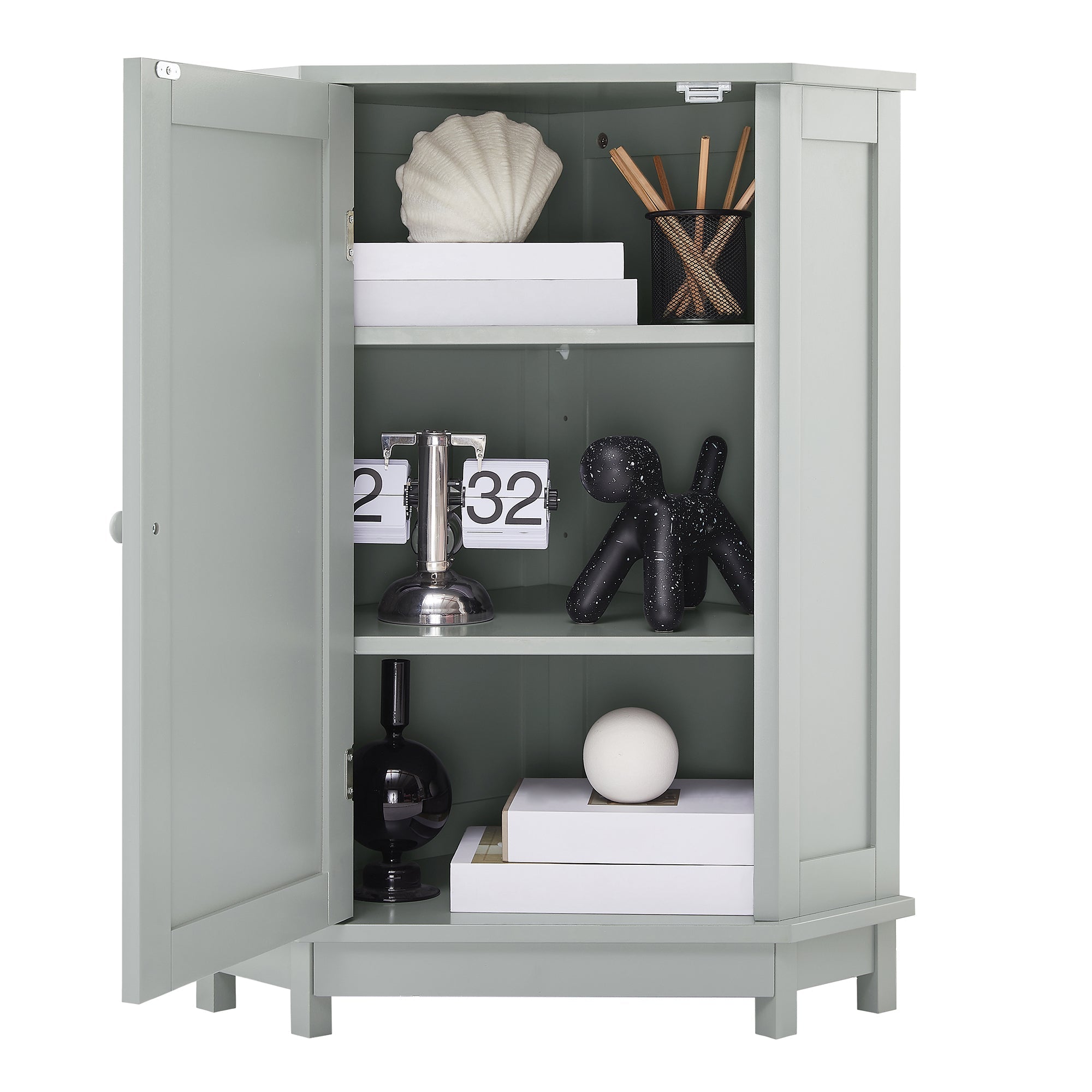 Grey Bathroom Cabinet Triangle Corner Storage With Adjustable Shelf by HouseOfZazla