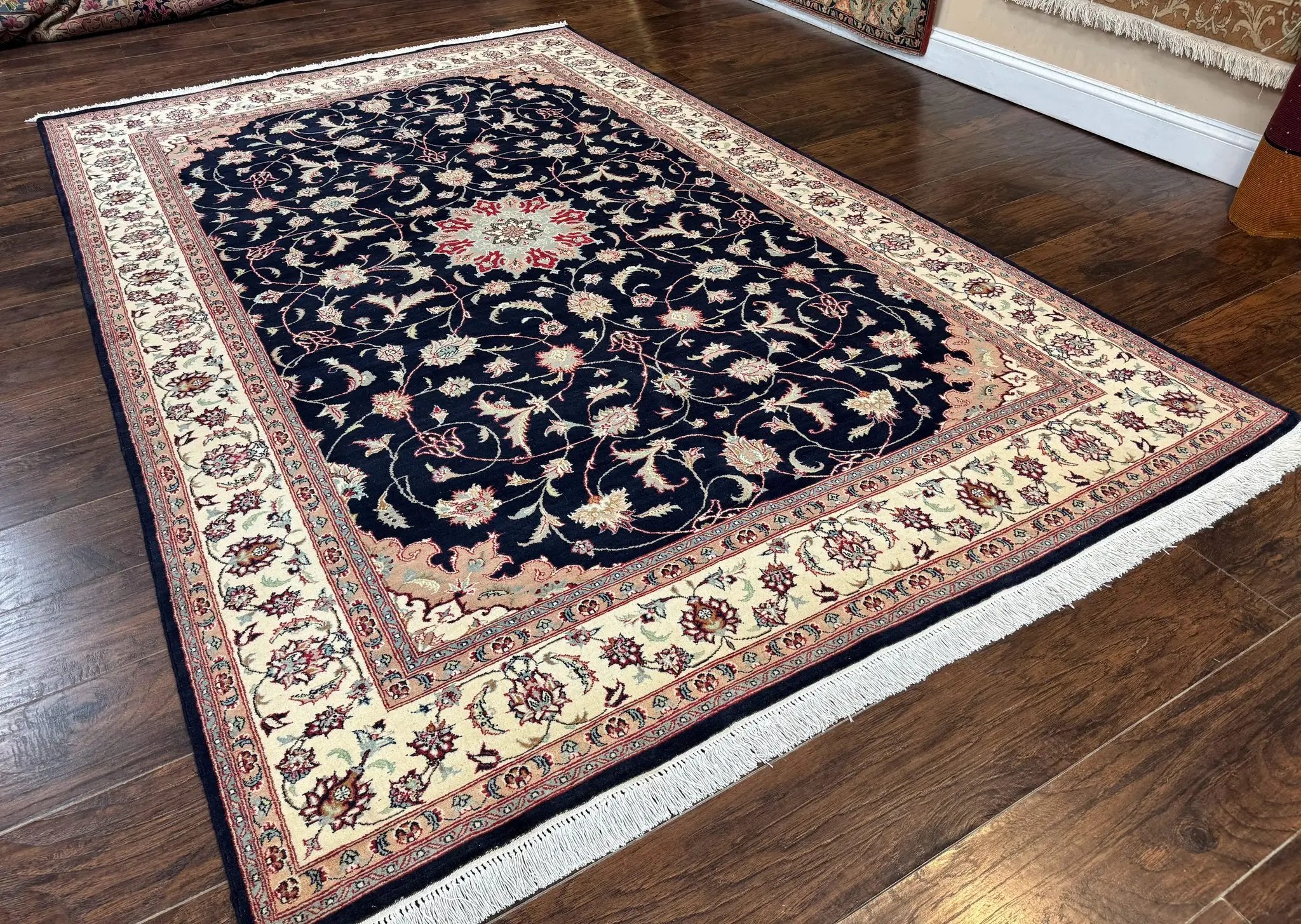 Navy Blue Pak Persian Rug 6x10, Floral Medallion, Traditional Persian Area Rug, Fine 240 KPSI by Jewel Rugs