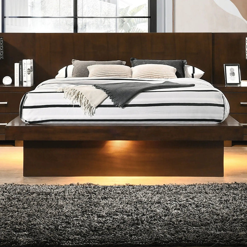 Jessica Wood Queen LED Panel Bed Cappuccino by Unique Piece Furniture