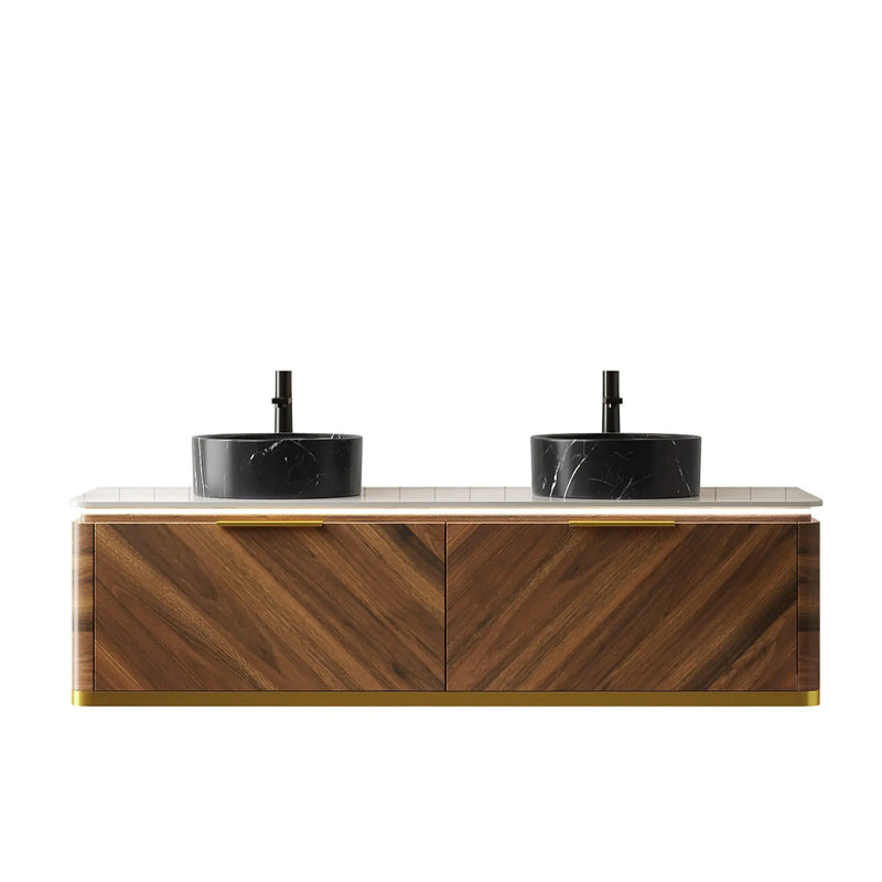 DIPA 60" Bathroom Vanity & Sinks, Floating Plywood Storage Cabinet by HouseOfZazla