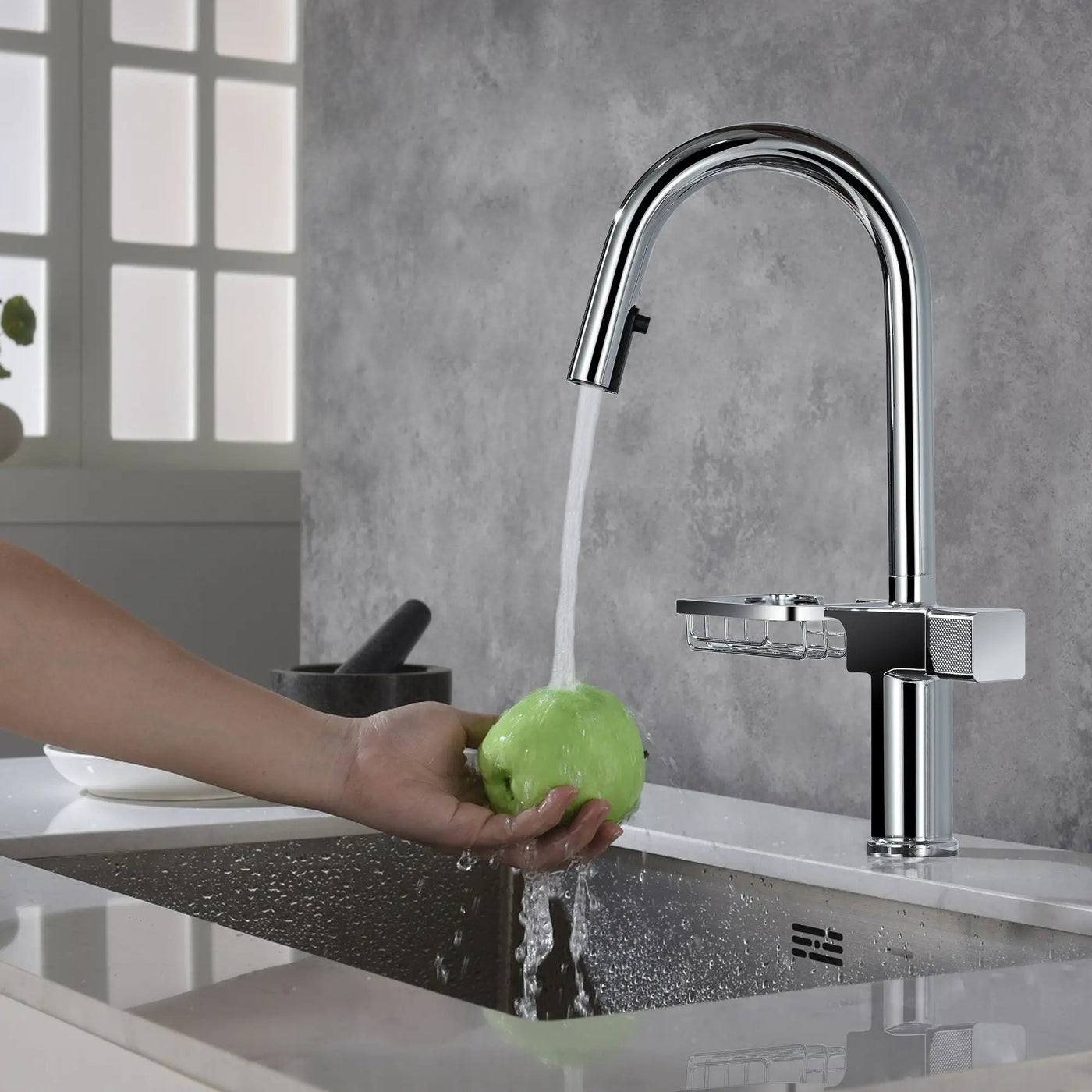 Cincosky - High Arc Pull Down Kitchen Faucet, Single Hole by HouseOfZazla