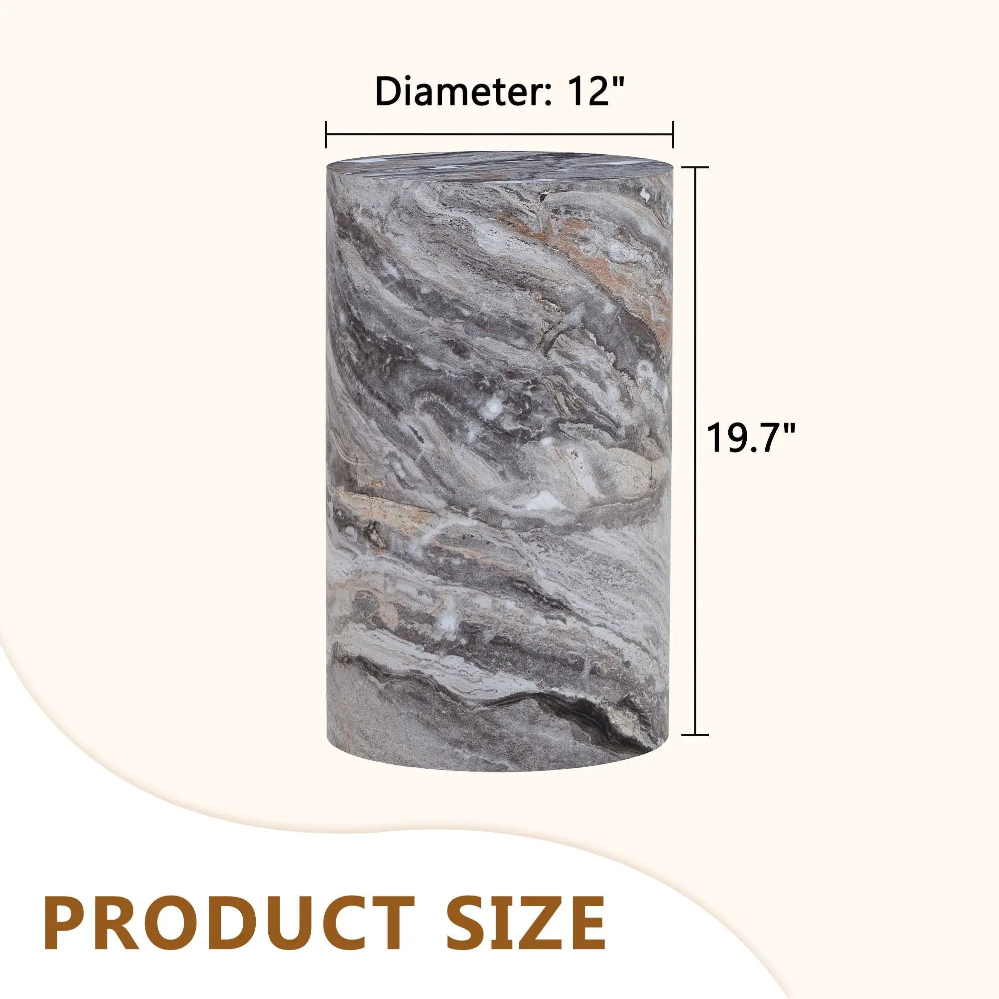 Simple Marble Textured Cylindrical Coffee Table Material - Gray by Unique Piece Furniture