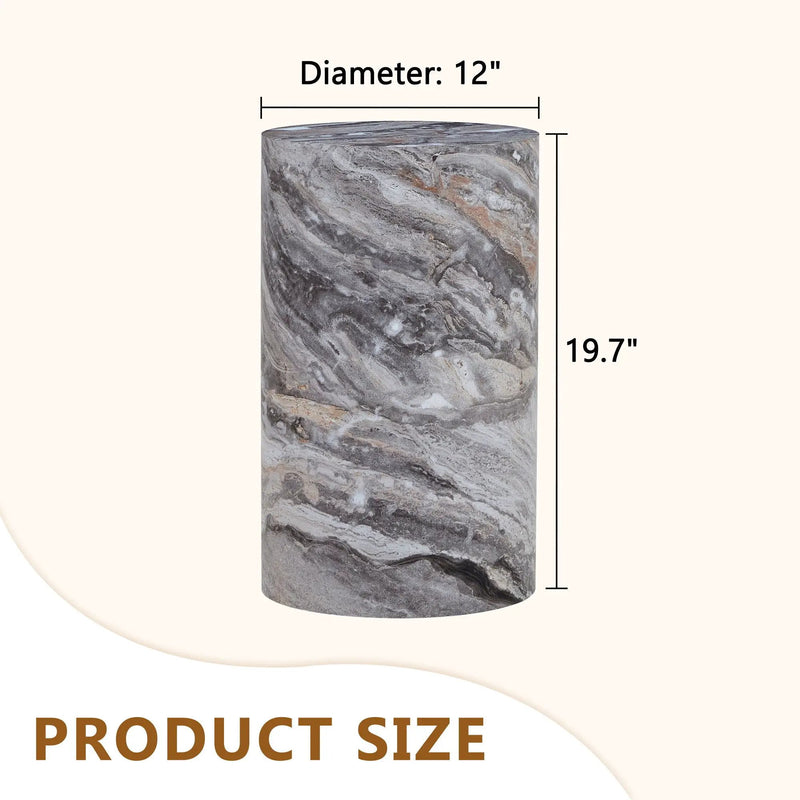 Simple Marble Textured Cylindrical Coffee Table Material - Gray by Unique Piece Furniture