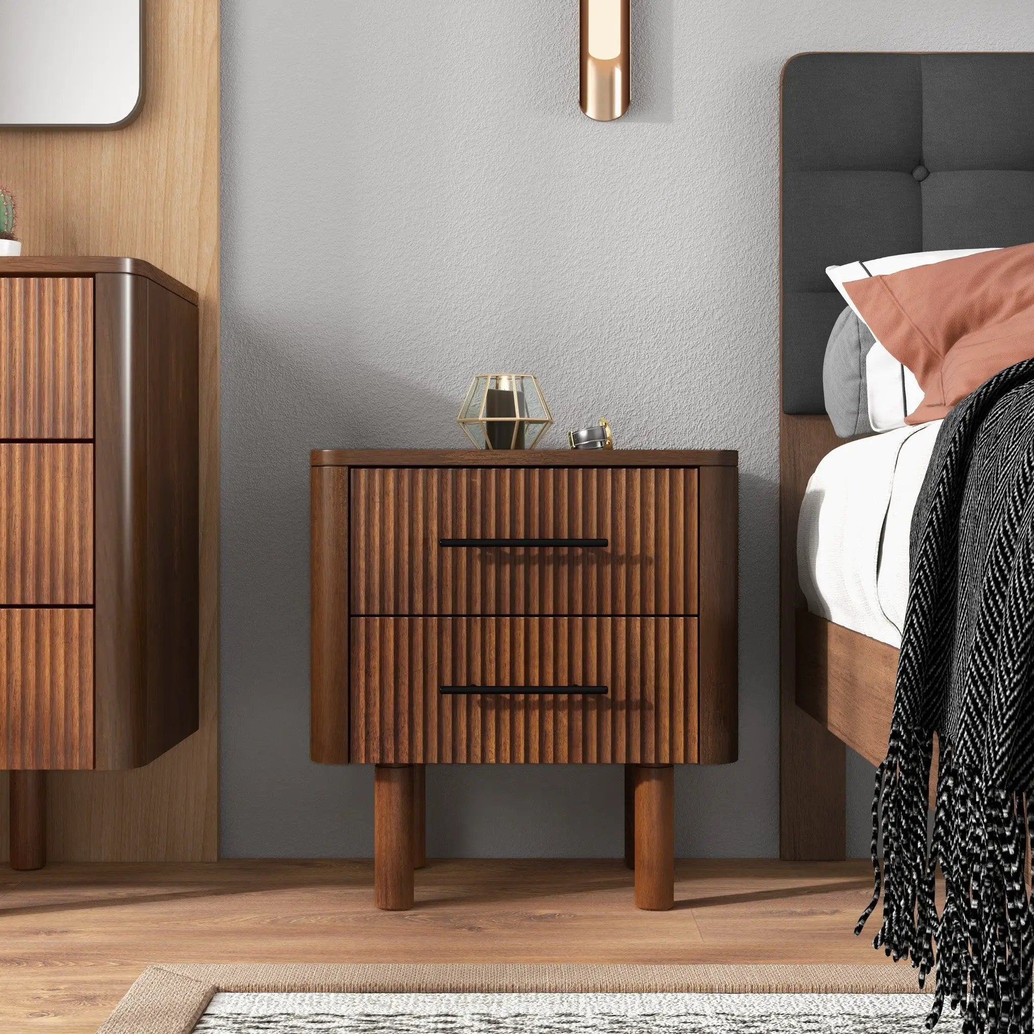 Logan - Nightsd Bed Side Tables With 2 Drawers - Brown by Unique Piece Furniture