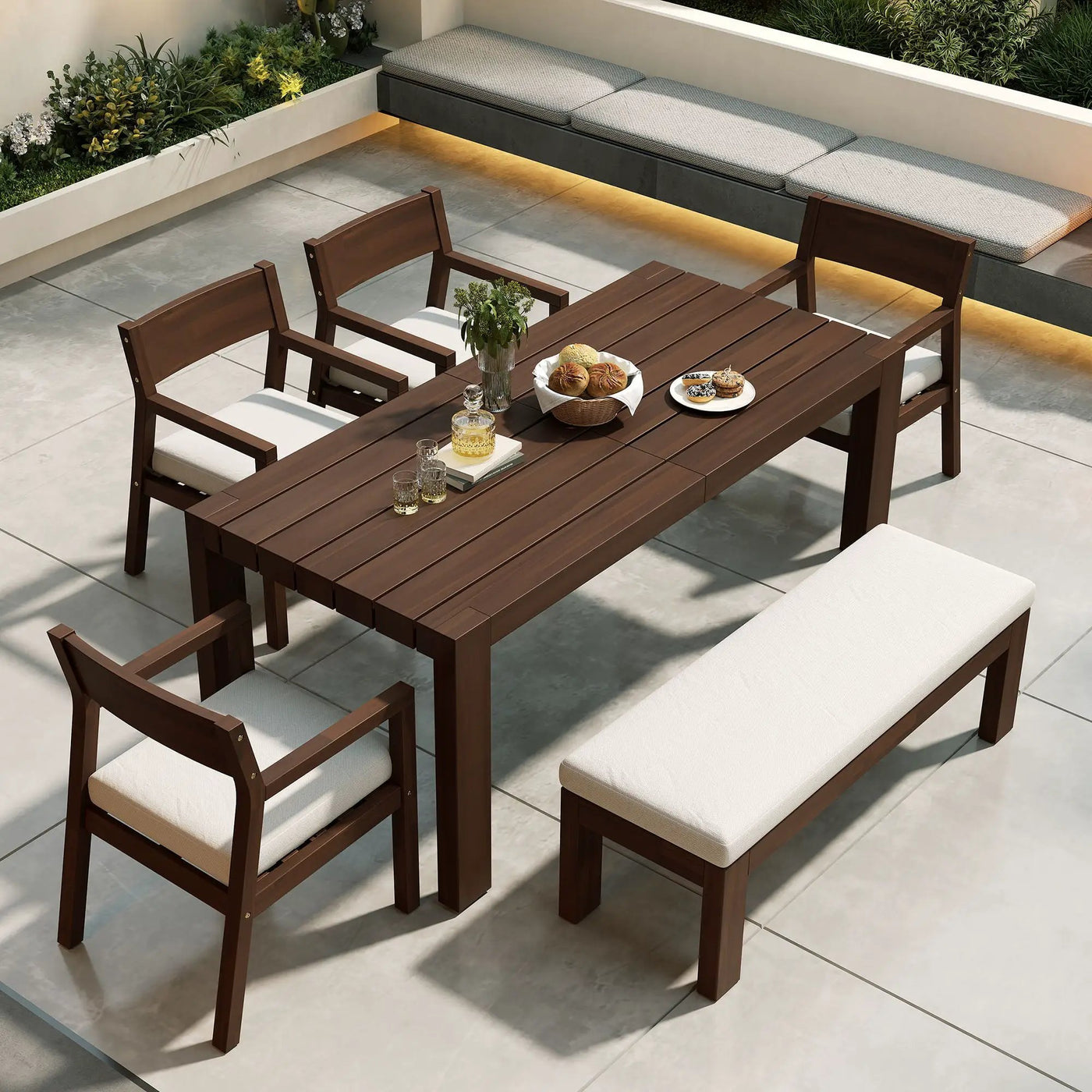 Outdoor Dining Set Rectangular Table With Umbrella Hole by HouseOfZazla