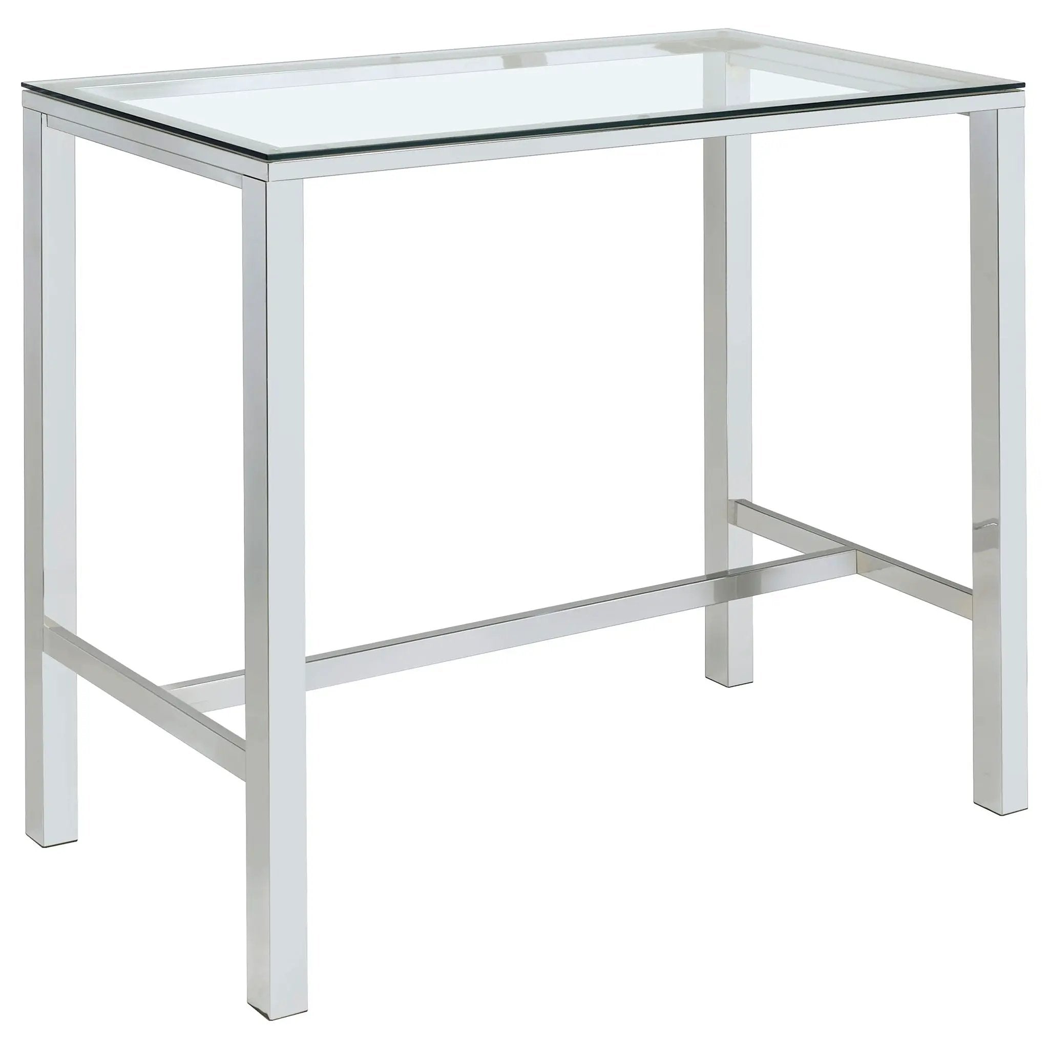 Tolbert Rectangular 47-inch Glass Top Pub Bar Table Chrome by Unique Piece Furniture
