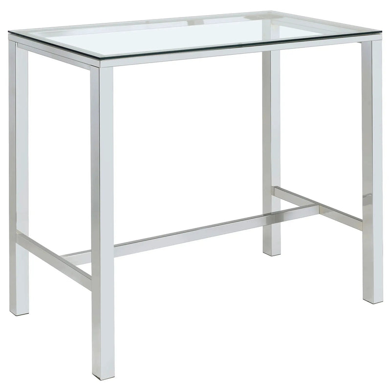 Tolbert Rectangular 47-inch Glass Top Pub Bar Table Chrome by Unique Piece Furniture