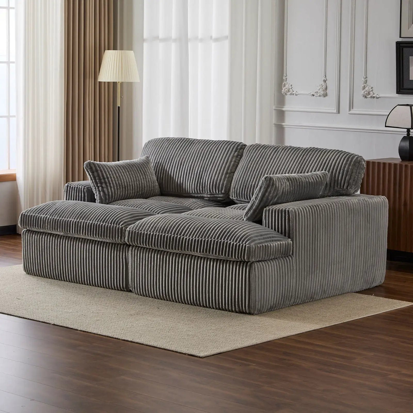 Double Chaise Lounge Chair, Oversized Upholstered Sleeper Cloud Couch by Unique Piece Furniture